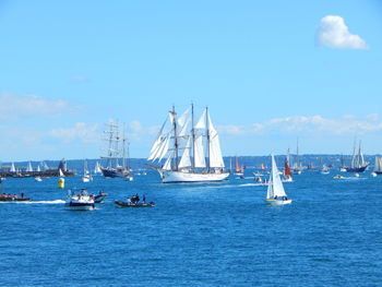 Boats sailing in sea