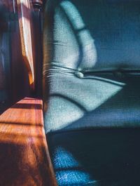 High angle view of shadow on table