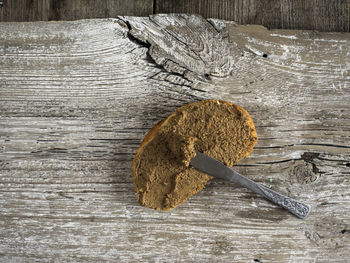 High angle view of bread on table