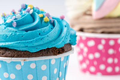 Close-up of cupcakes on table