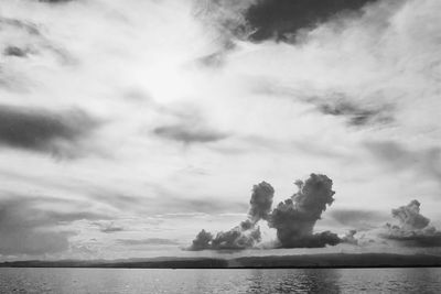 Scenic view of sea against cloudy sky