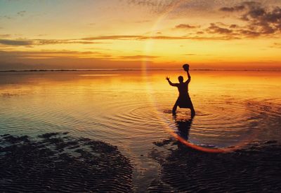 Scenic view of sunset over sea