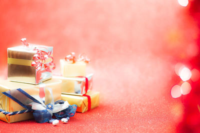 Close-up of christmas decoration on table