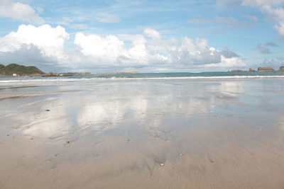 Scenic view of beach against sky