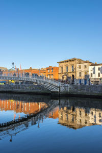 Dublin streets during the sunset, building around river liffey