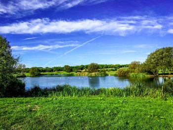 Scenic view of lake against sky