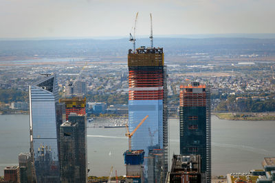 High angle view of cityscape against sky