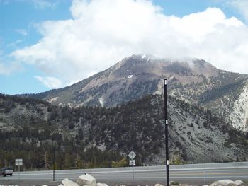 Scenic view of mountains against sky during winter