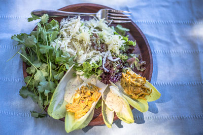 High angle view of salad in plate