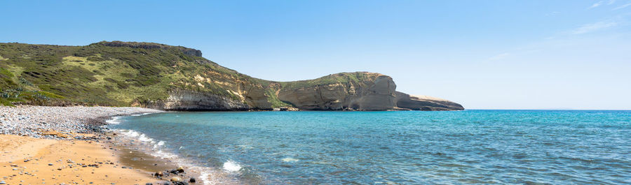 Wide landscape shot of santa caterina di pittinuri in sardinia
