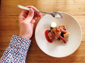 High angle view of food on table