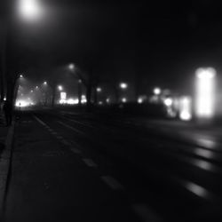 Illuminated street lights at night