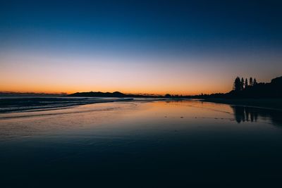 Scenic view of calm sea against clear sky