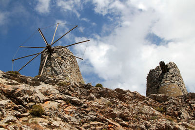 Ruins of ancient venetian windmills , lassithi plateau, crete, greece. 