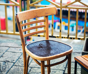 Empty chairs and table at cafe