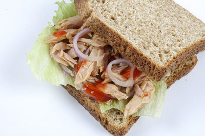 High angle view of bread in plate