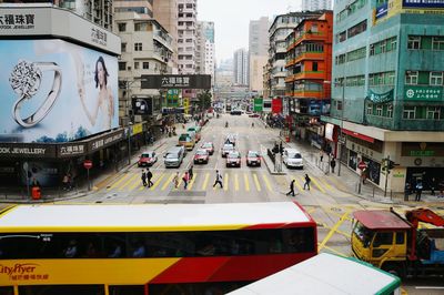 High angle view of traffic on city street