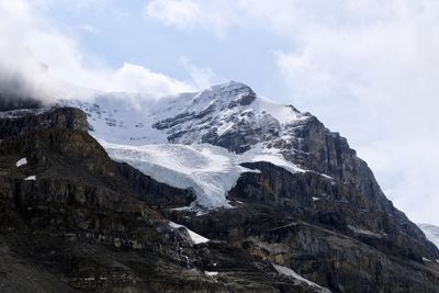 Scenic view of mountains against cloudy sky