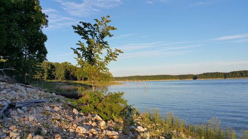 Scenic view of lake against sky