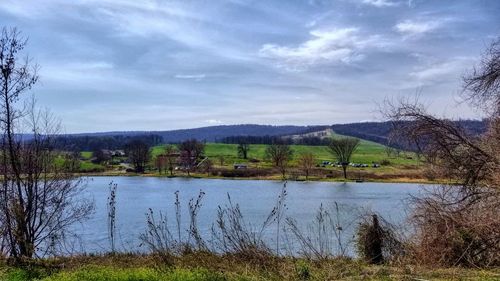 Scenic view of lake against sky