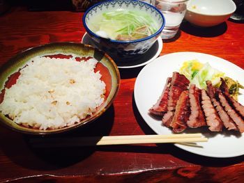 Close-up of food served in plate