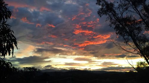 Scenic view of cloudy sky at sunset