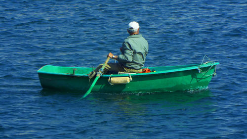 Man boating in river