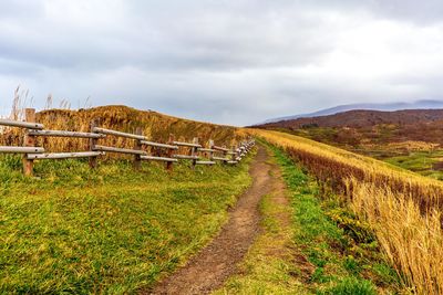 Scenic view of land against sky