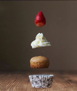 Close-up of cupcakes on table