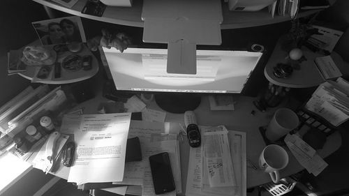 Close-up of objects on table