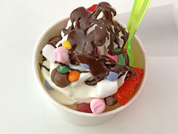 Close-up of ice cream served in bowl