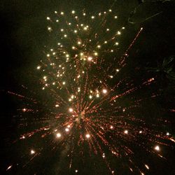 Low angle view of firework display at night