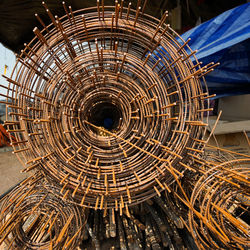 Directly below shot of spiral staircase of building