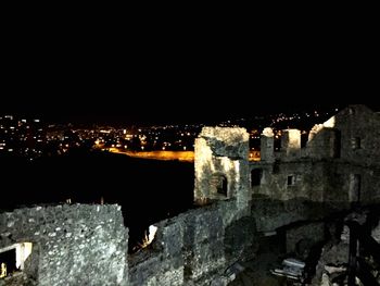 View of illuminated city at night