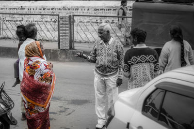 Rear view of people in bus