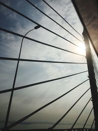 Low angle view of power lines against sky