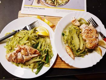 High angle view of meal served in plate