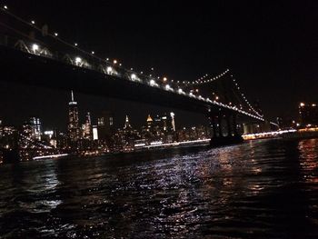 Bridge over river at night