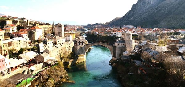 Bridge over river in city