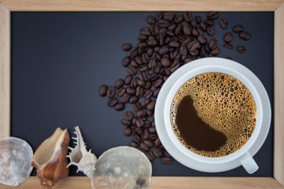 Directly above shot of coffee beans on table