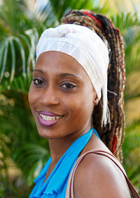 Close-up portrait of smiling woman