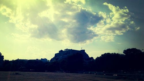 Train against cloudy sky