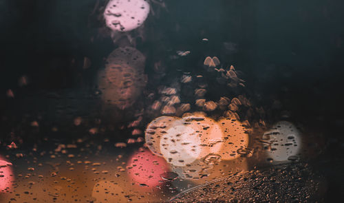 Close-up of water drops on glass window