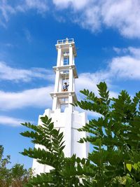 Low angle view of tower against sky