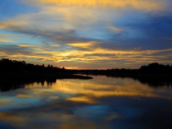 Reflection of clouds in calm lake