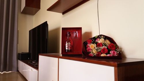 View of potted plant on table at home