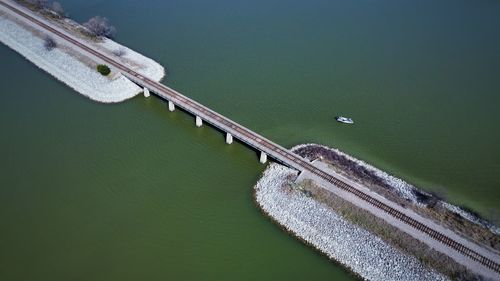 High angle view of bridge over sea