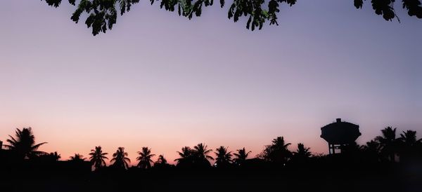 Low angle view of silhouette trees against sky at sunset