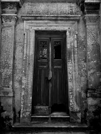 Closed door of old building