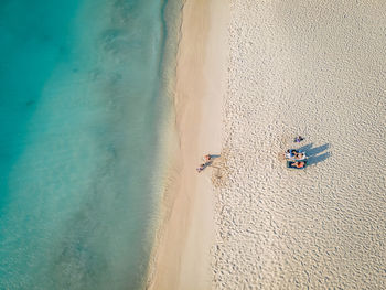 High angle view of people on beach